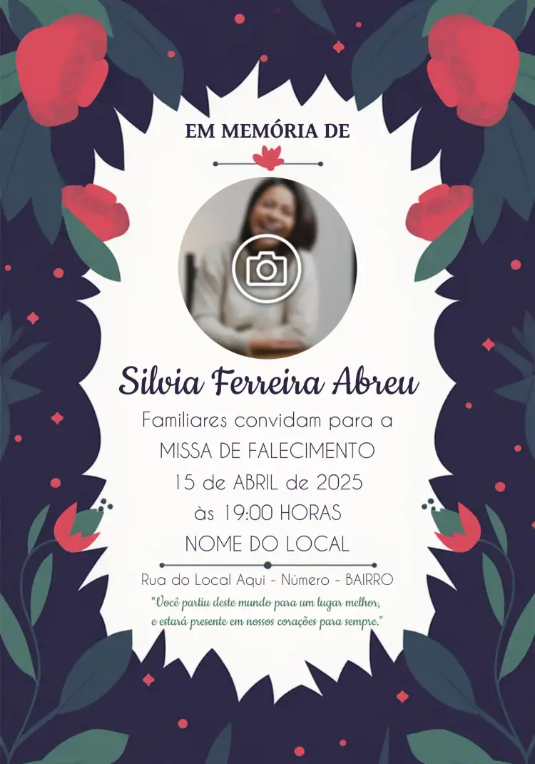 Convite Missa De Falecimento Com Foto Estrela – tema Datas Comemorativas verde, roxo, rosa, minimalista, elegante, confortante