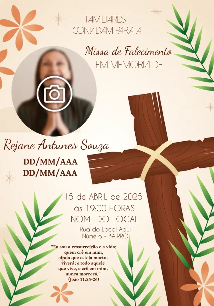Convite Missa De Falecimento Com Foto Estrela