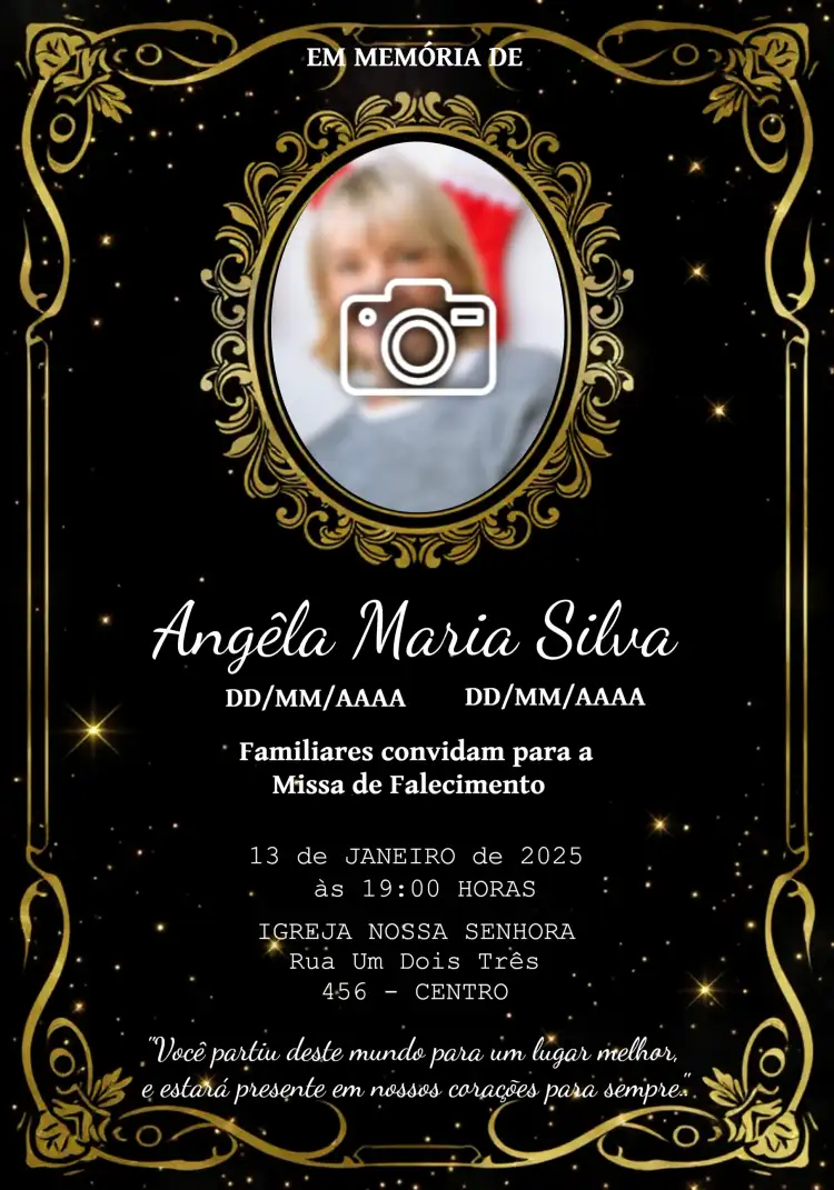 Missa De Falecimento Com Foto Luto