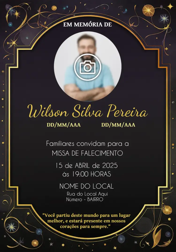 Missa De Falecimento Com Foto Preto