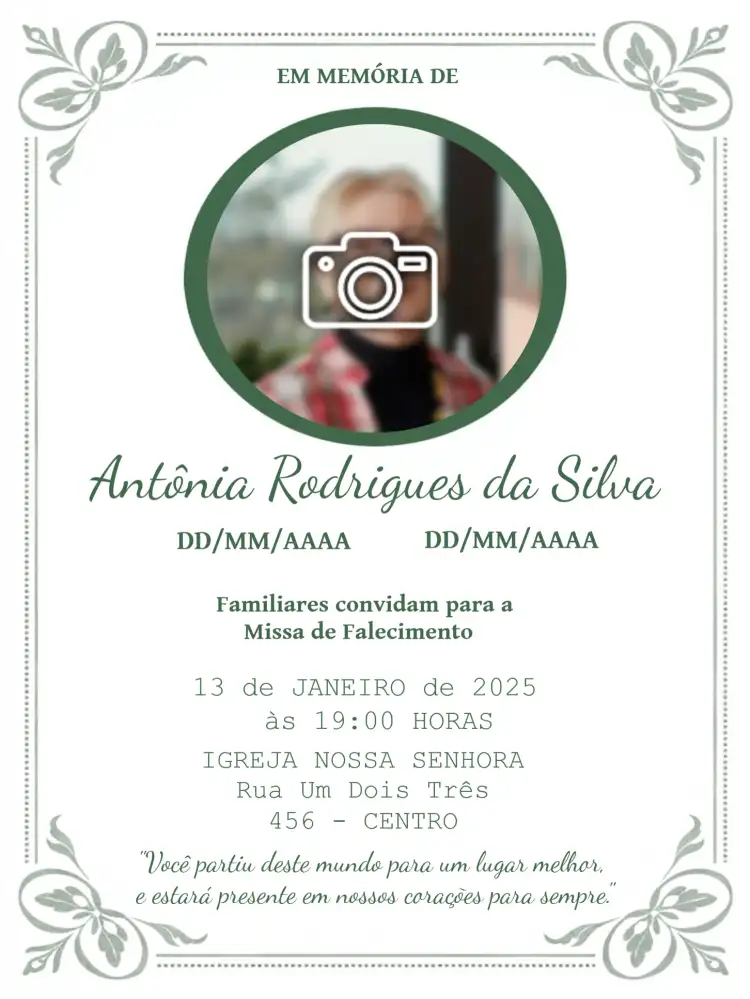 Missa De Falecimento Com Foto Sétimo