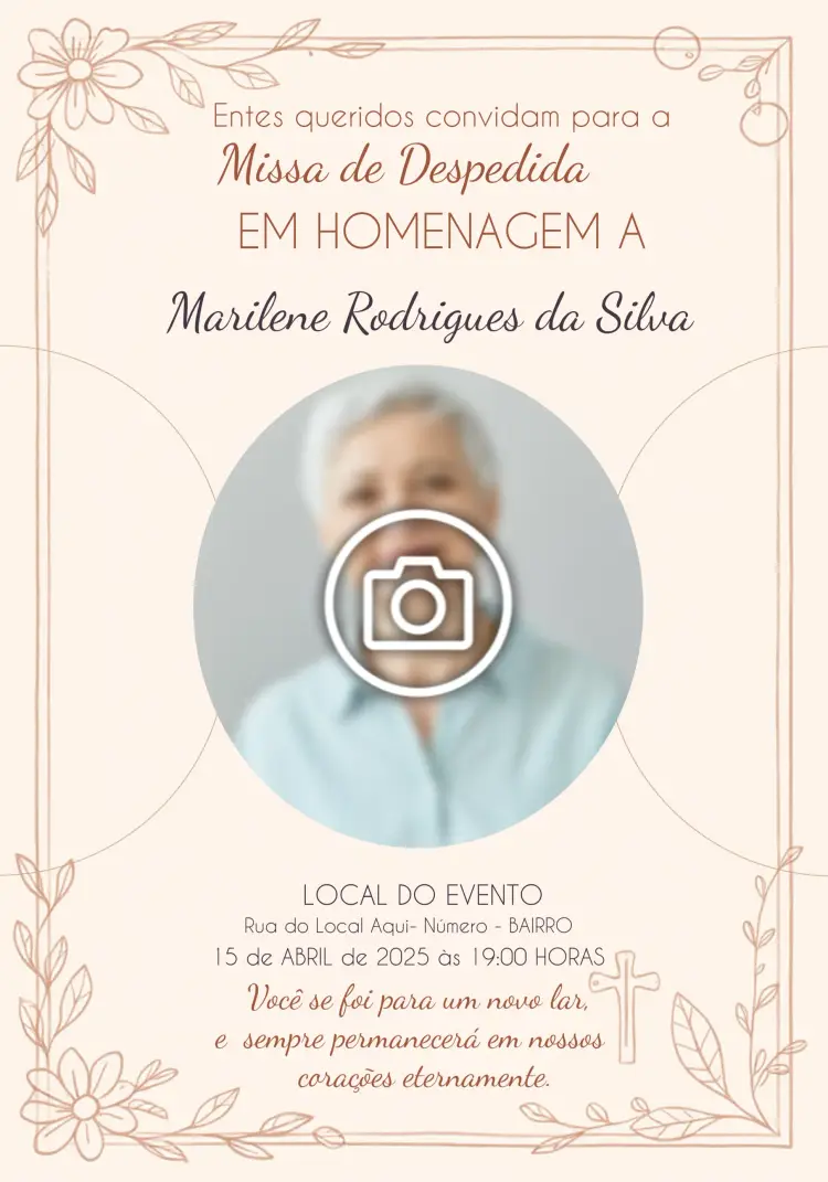 Convite Missa De Falecimento Com Foto Velório