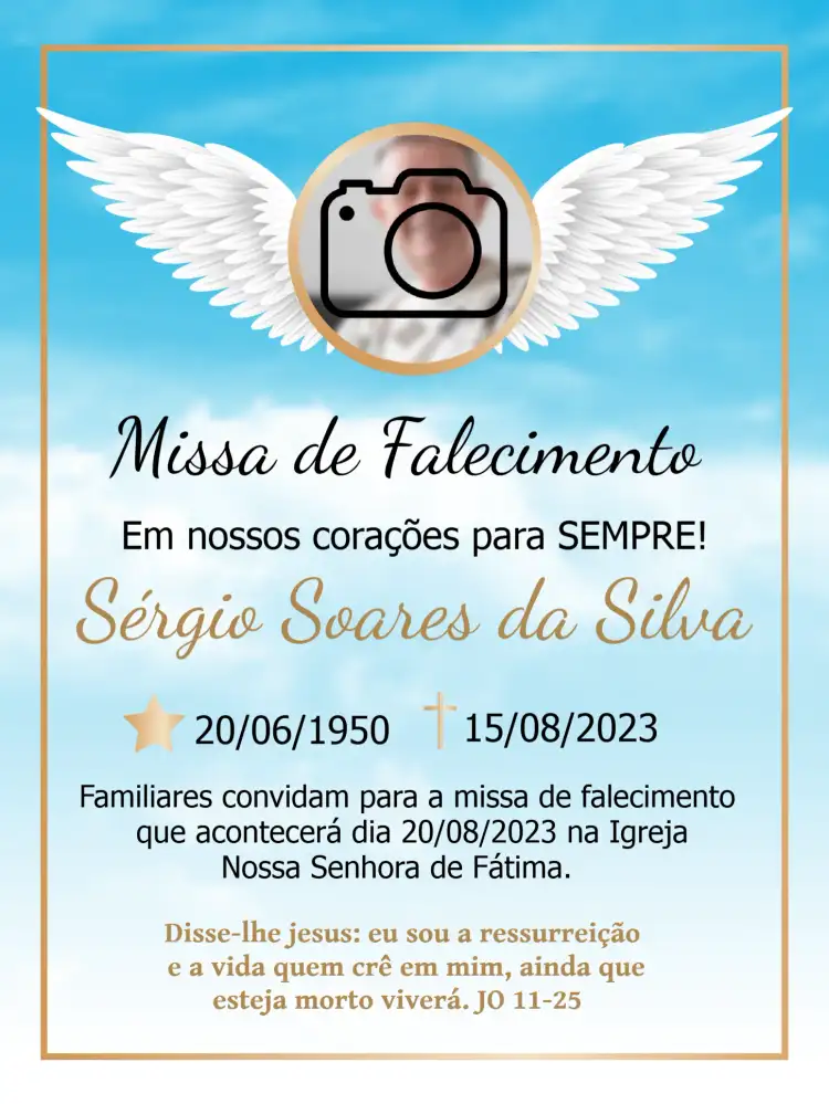 Missa De Sétimo Dia Com Foto Azul