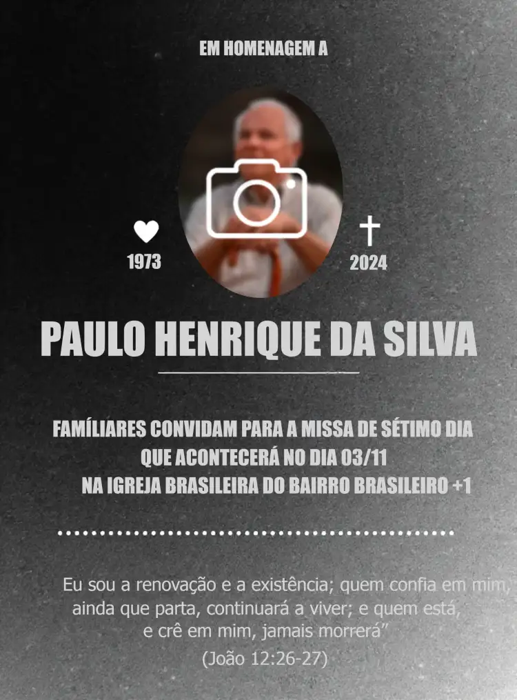 Missa De Sétimo Dia Com Foto Falecimento