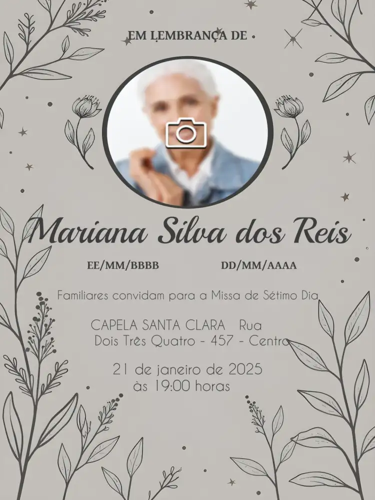 Missa De Sétimo Dia Com Foto Homenagem