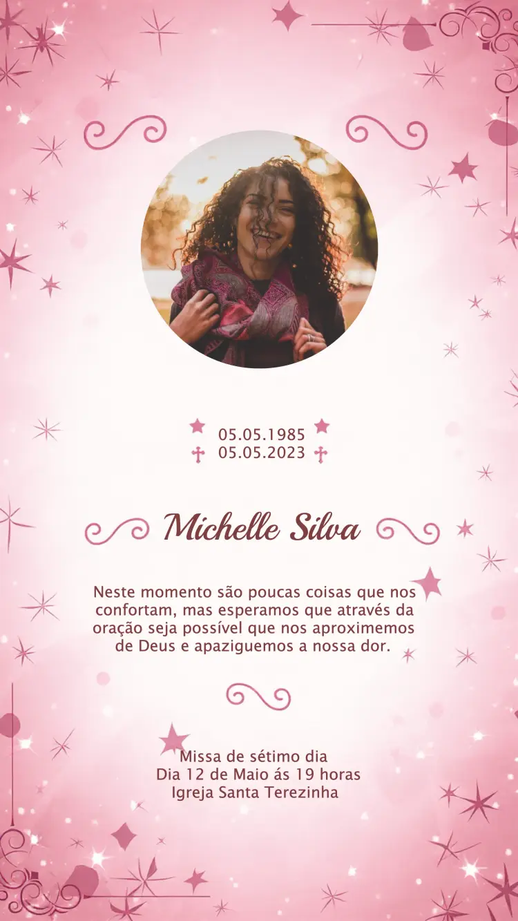 Convite Missa De Sétimo Dia Com Foto Luto