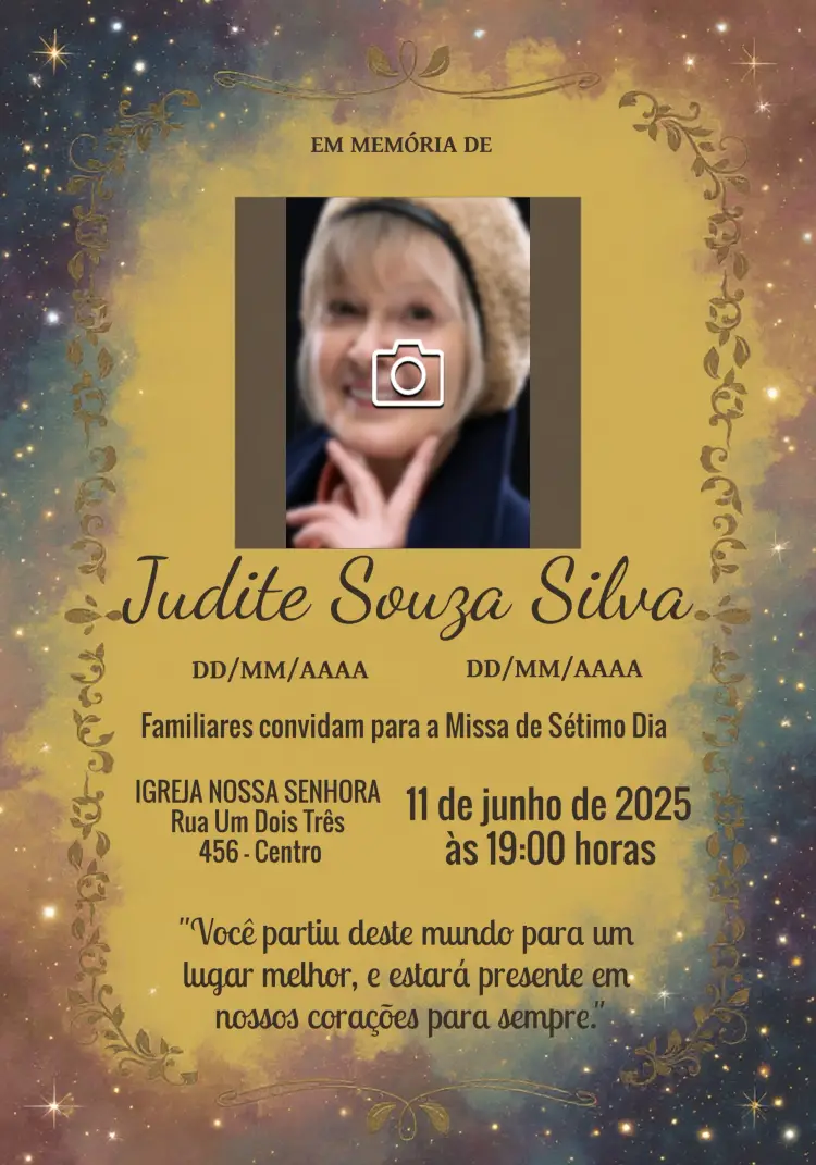 Convite Missa De Sétimo Dia Com Foto Margem