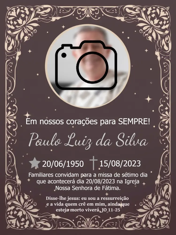 Convite Missa De Sétimo Dia Com Foto Prata