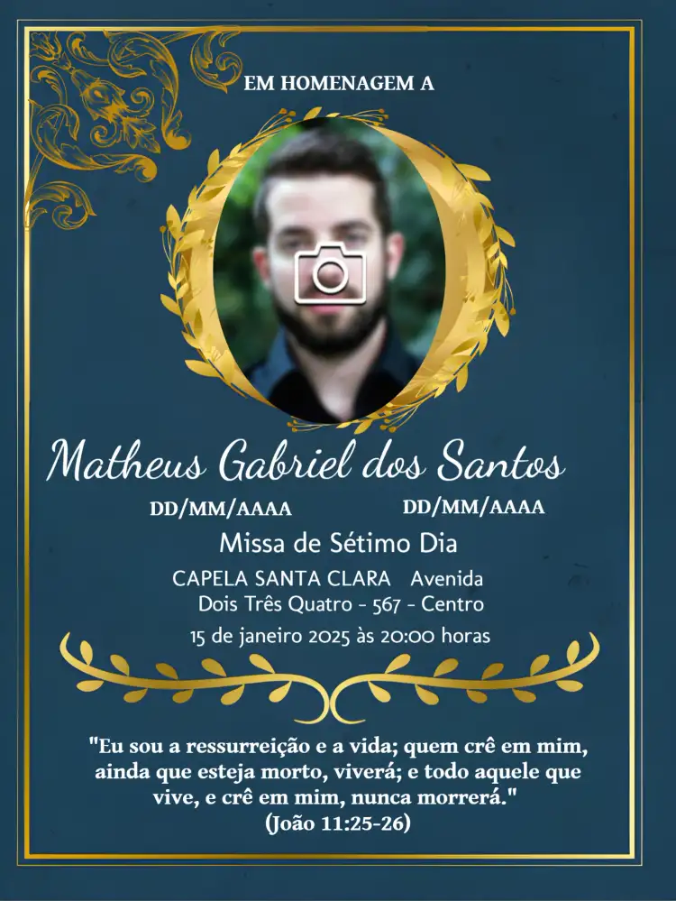 Missa De Sétimo Dia Com Foto Preto.