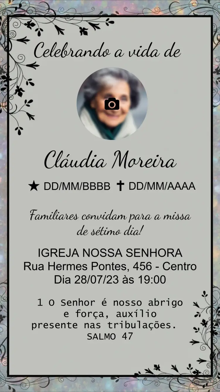 Convite Missa De Sétimo Dia Flores