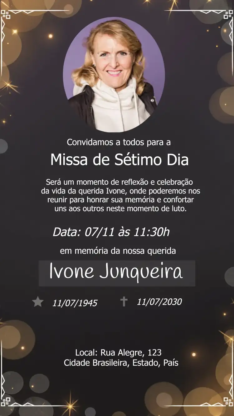 Missa Do Sétimo Dia Com Foto Luto
