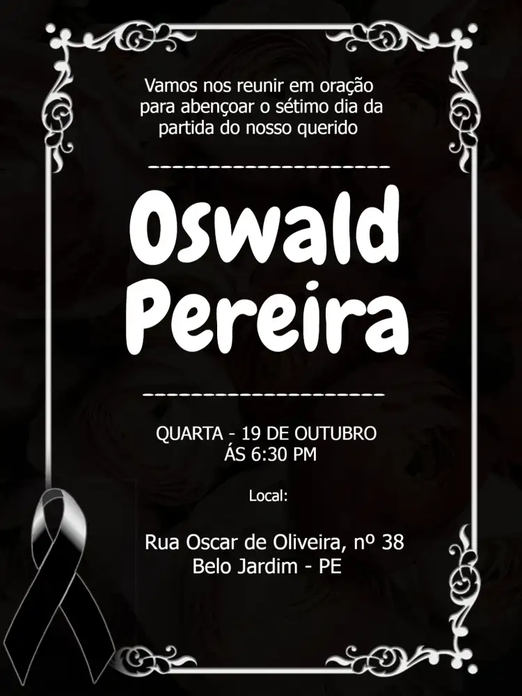 Convite Missa Do Sétimo Dia Preto – tema Aniversário Infantil preto e branco, minimalista, elegante, moderno, sutil, confortante