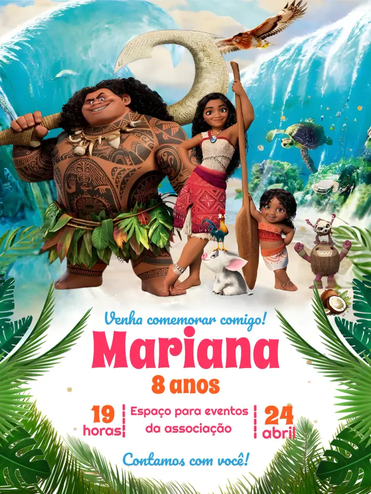 Convite Moana 2 Irmã