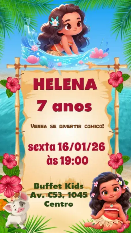 Convite Moana Baby