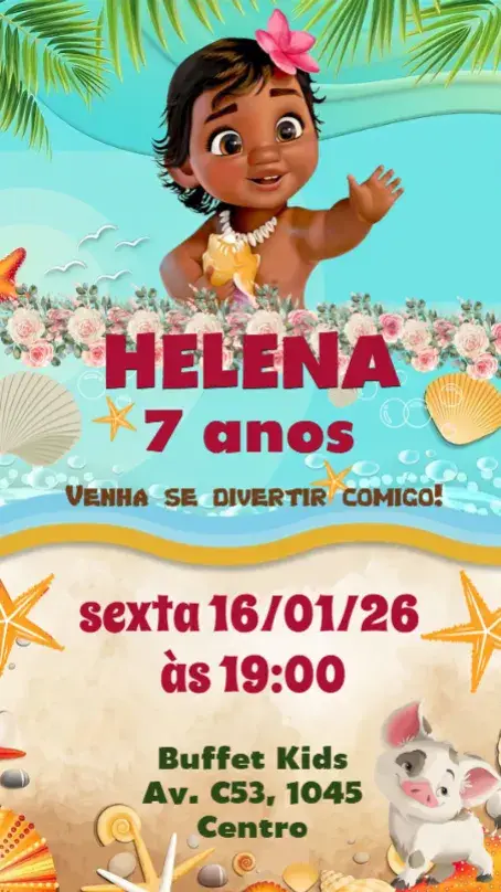 Convite Moana Baby