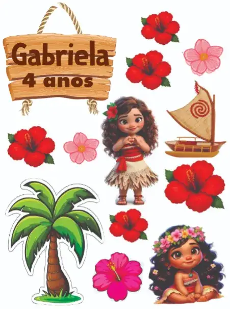 Invitación Moana Baby – tema Topper de torta azul marino, aventura, colorido, infantil, tropical, fantasía