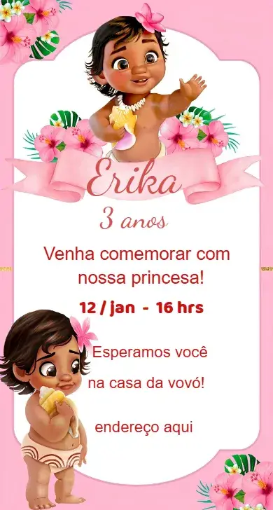 Invite Moana Baby Digital editable and customizable