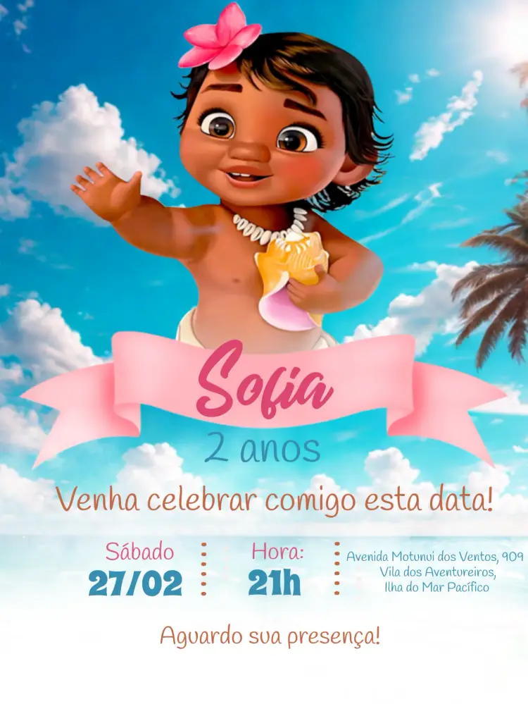 Convite Moana Baby Menina