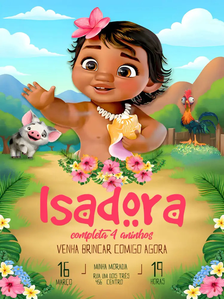 Convite Moana Baby Menina