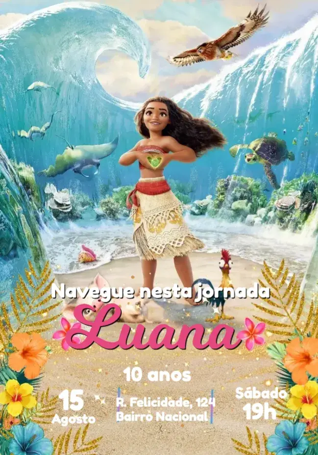 Convite Moana Disney
