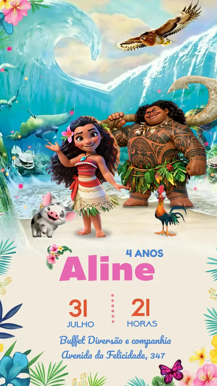 Convite Moana Disney
