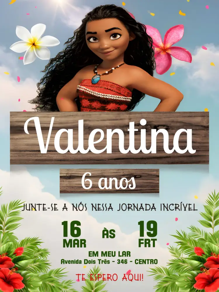 Convite Moana Disney