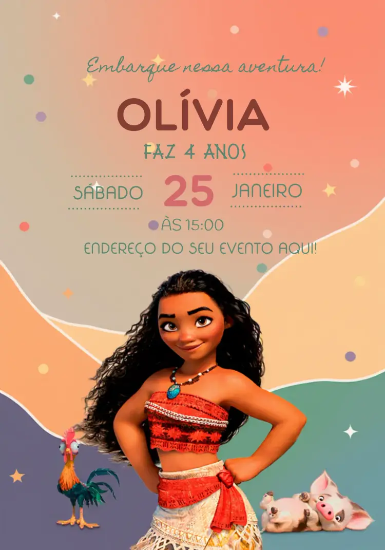 Convite Moana Jovem Simples