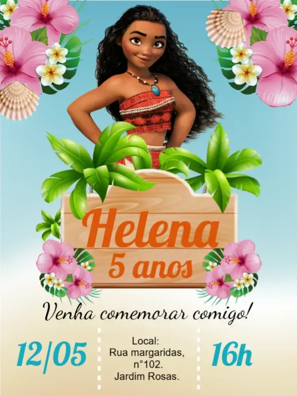 Convite Moana Disney
