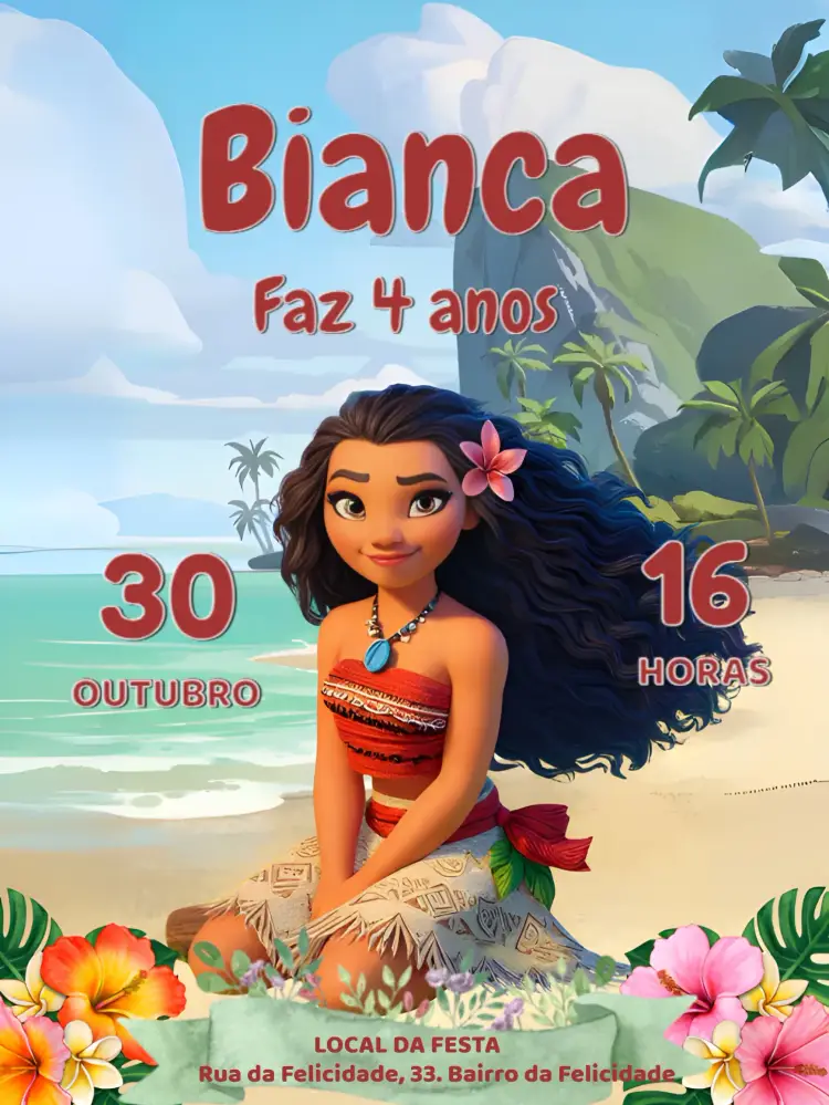 Convite Moana Vermelho