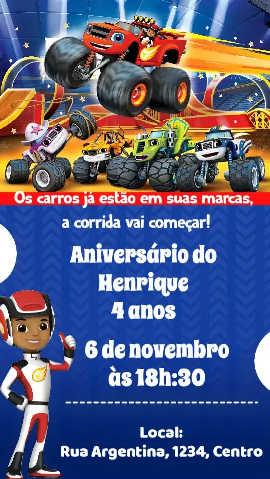 Convite Monster Machines