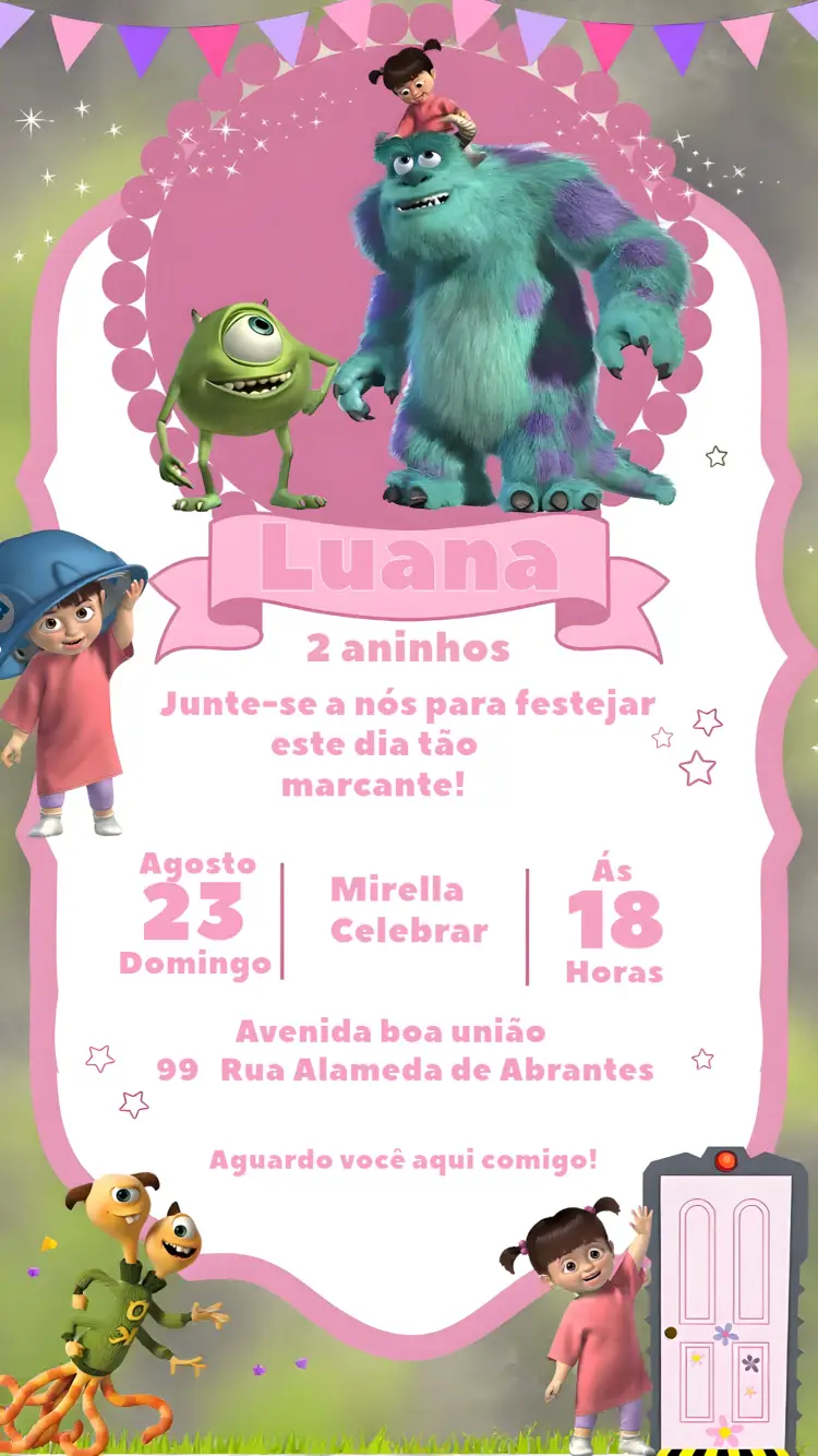 Convite Monstros S.a Boo
