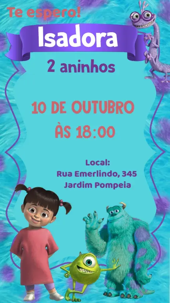 Monsters Inc. invitation