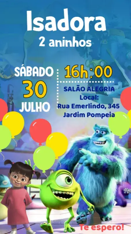 Monsters Inc. invitation