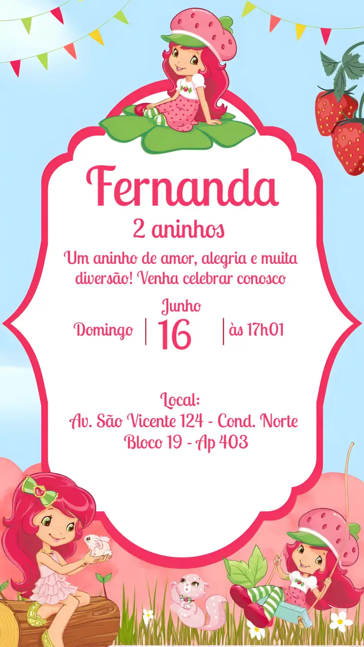 Convite Moranguinho Strawberry