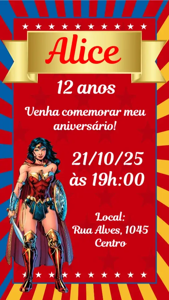 Convite Mulher Maravilha