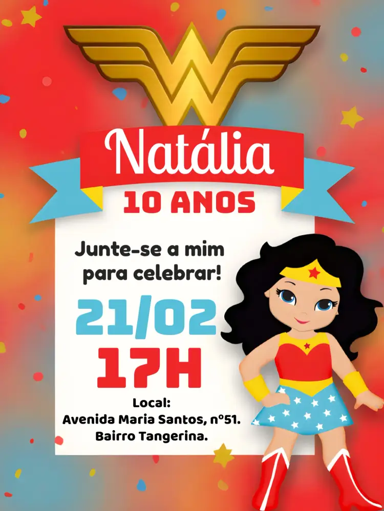 Convite Mulher Maravilha Heroina