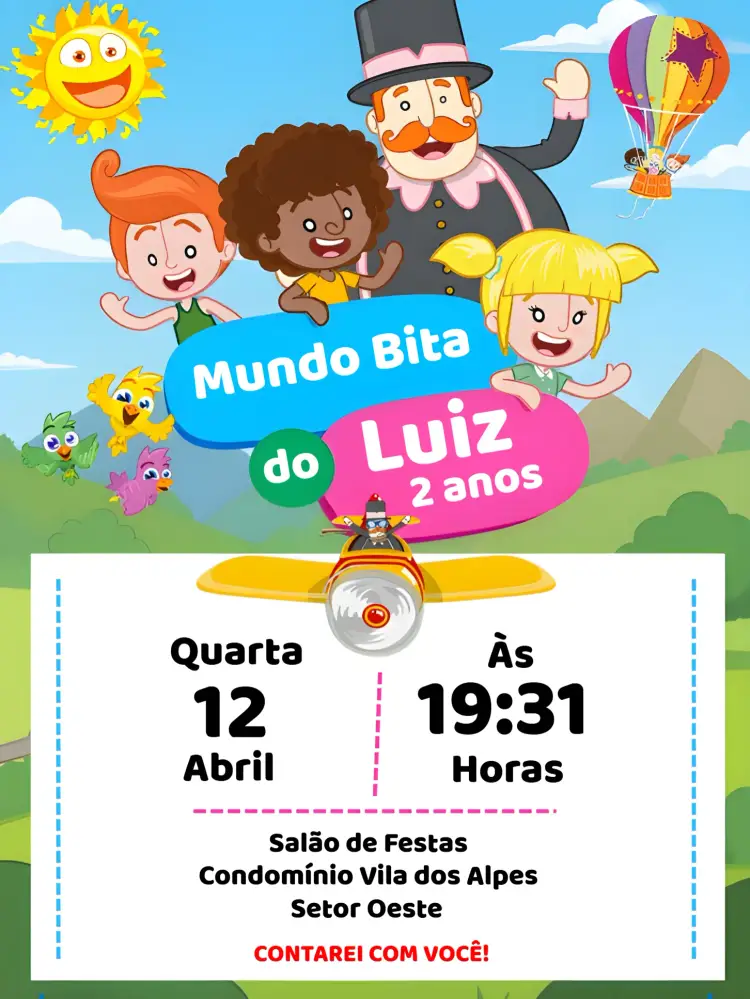 Convite Mundo Bita Colorido