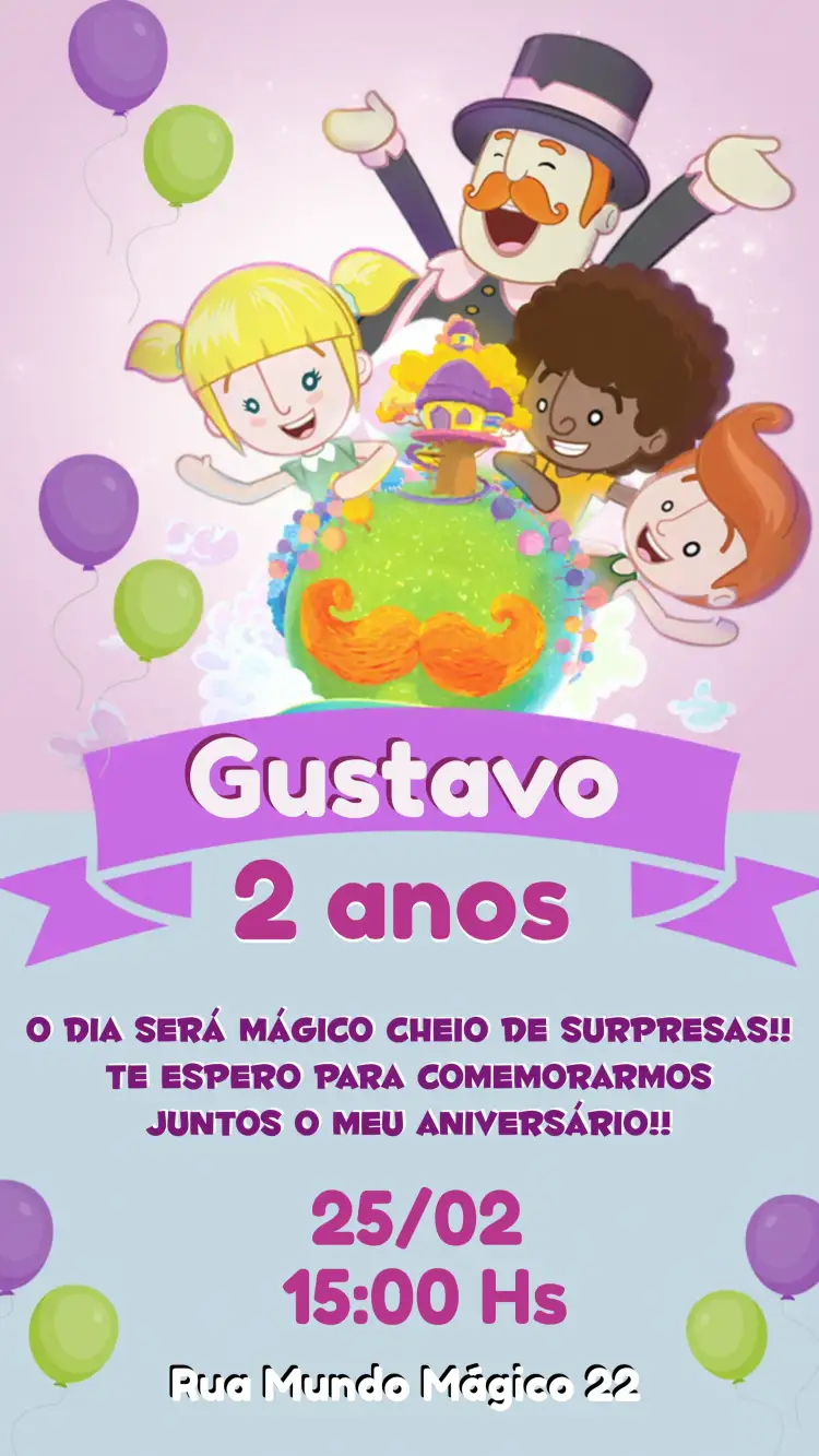 Convite Mundo Bita Fácil – tema Datas Comemorativas colorido, infantil, divertido, moderno, temático