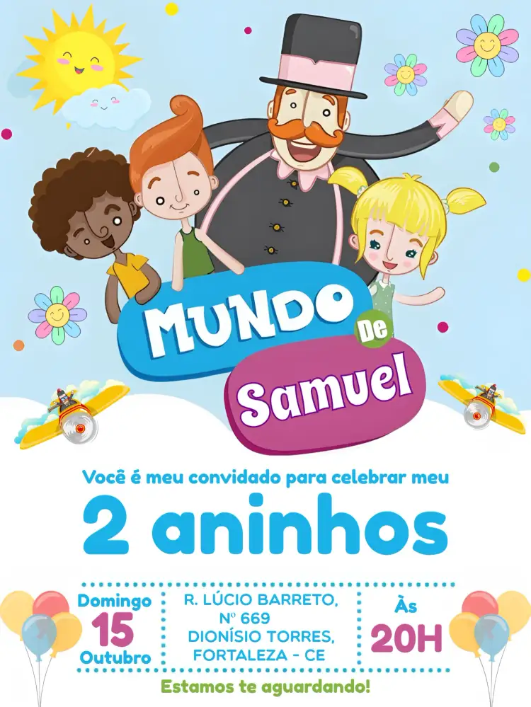 Convite Mundo Bita Logo – tema Mais pesquisados colorido, divertido, infantil, temático, vibrante