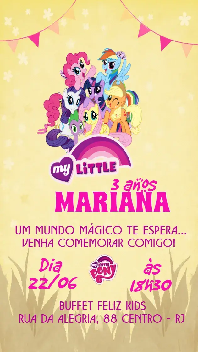 Convite My Litle Poney Rosa