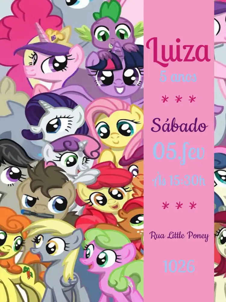 Convite My Little Pony Colorido