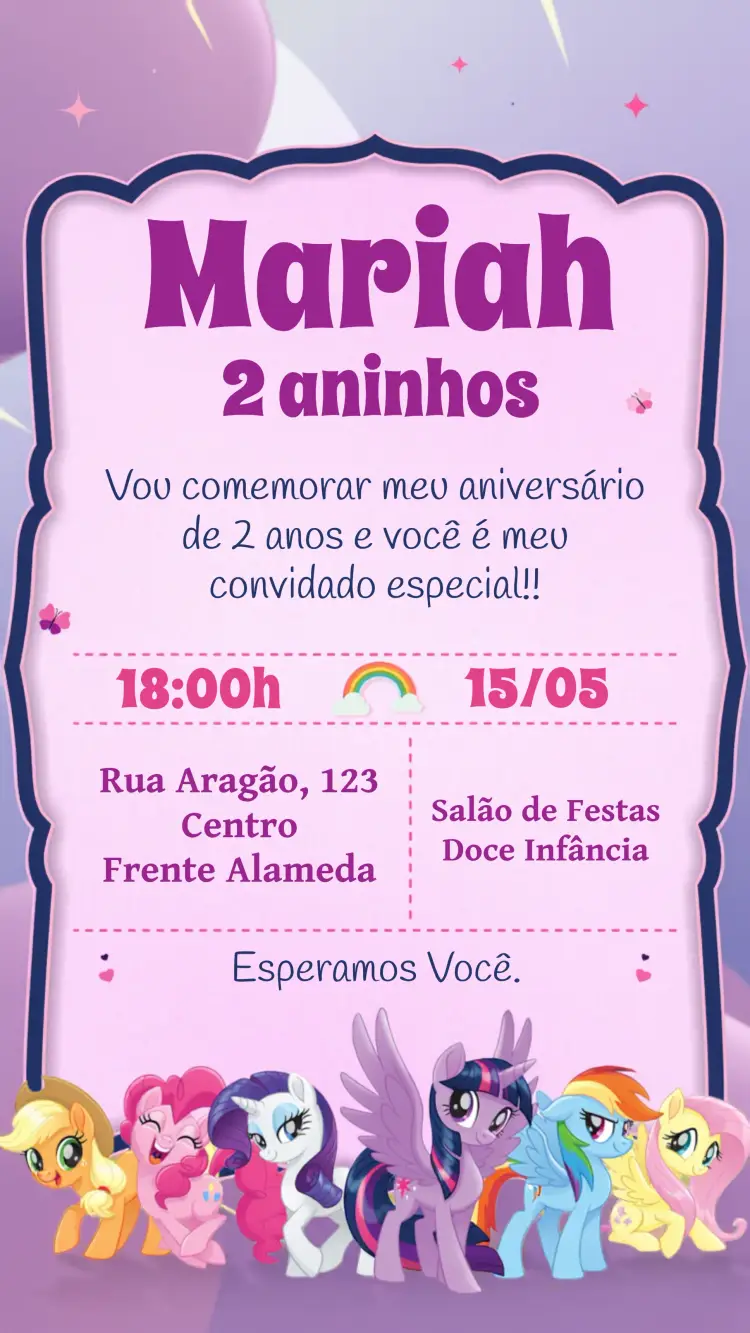 Convite My Little Pony Pie