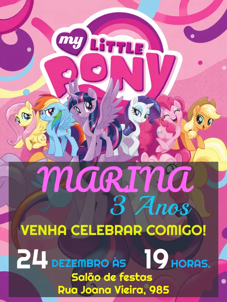Convite My Little Pony Rosa
