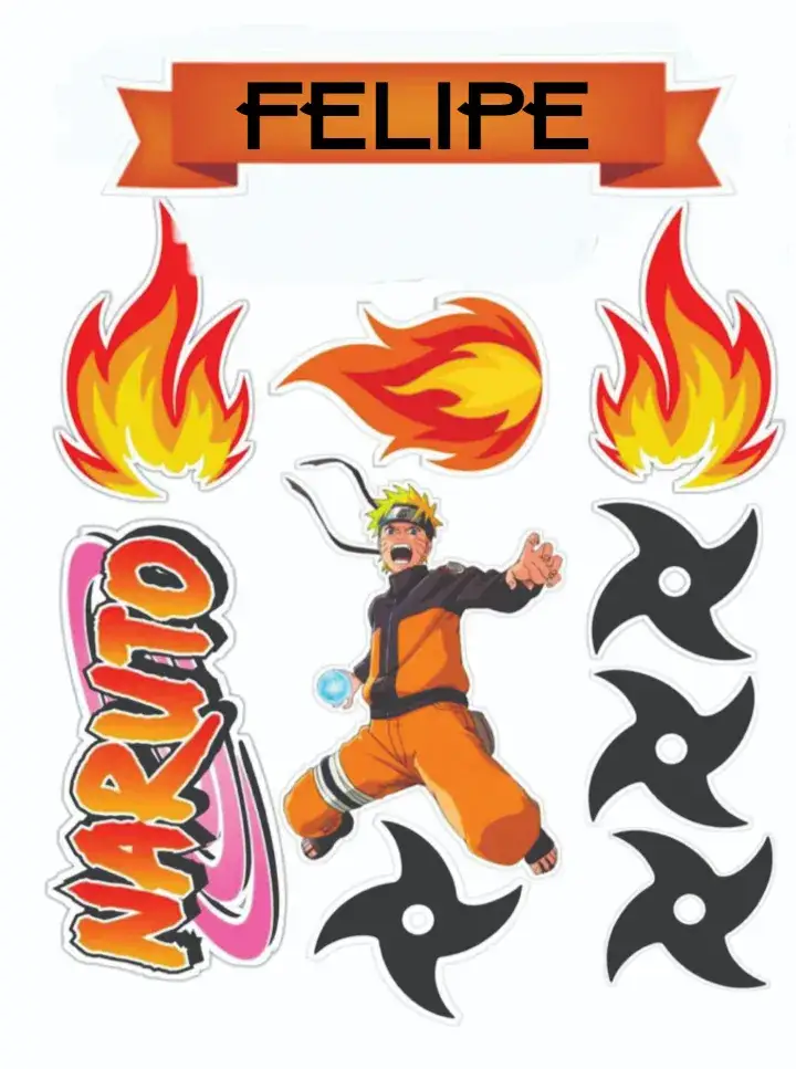 Invitation Naruto – Cake topper theme colorful, anime, youthful, dynamic, fun, modern