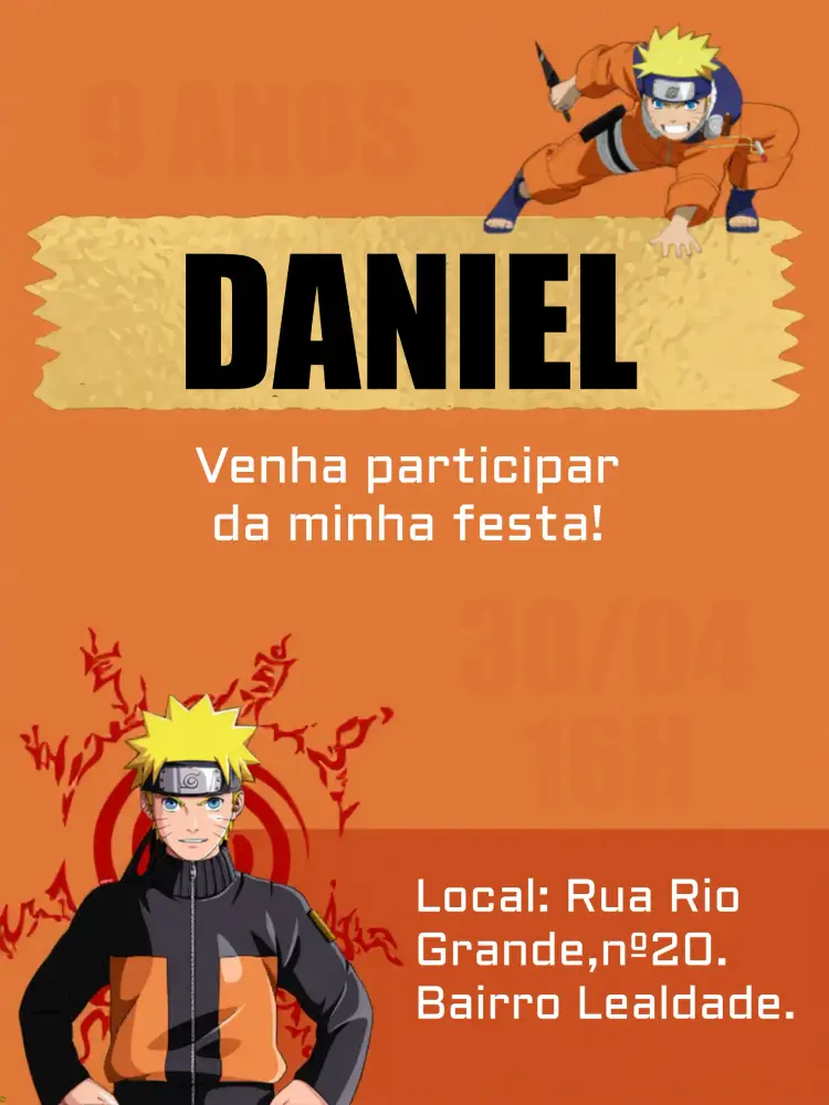 Convite Naruto Amarelo