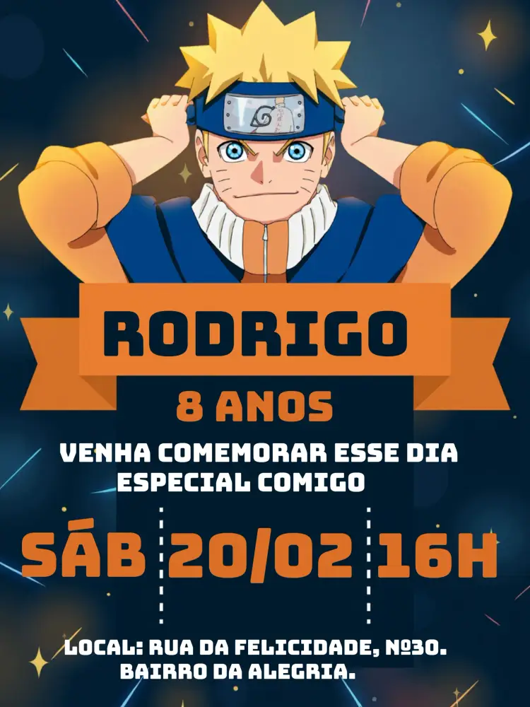 Convite Naruto Azul