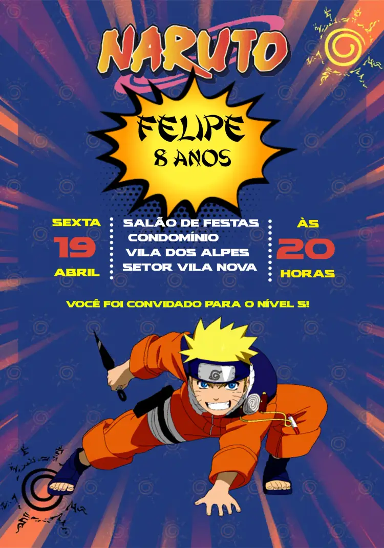 Convite Naruto Azul