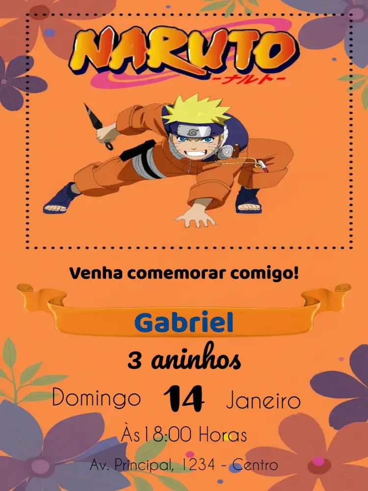 Convite Naruto Azul