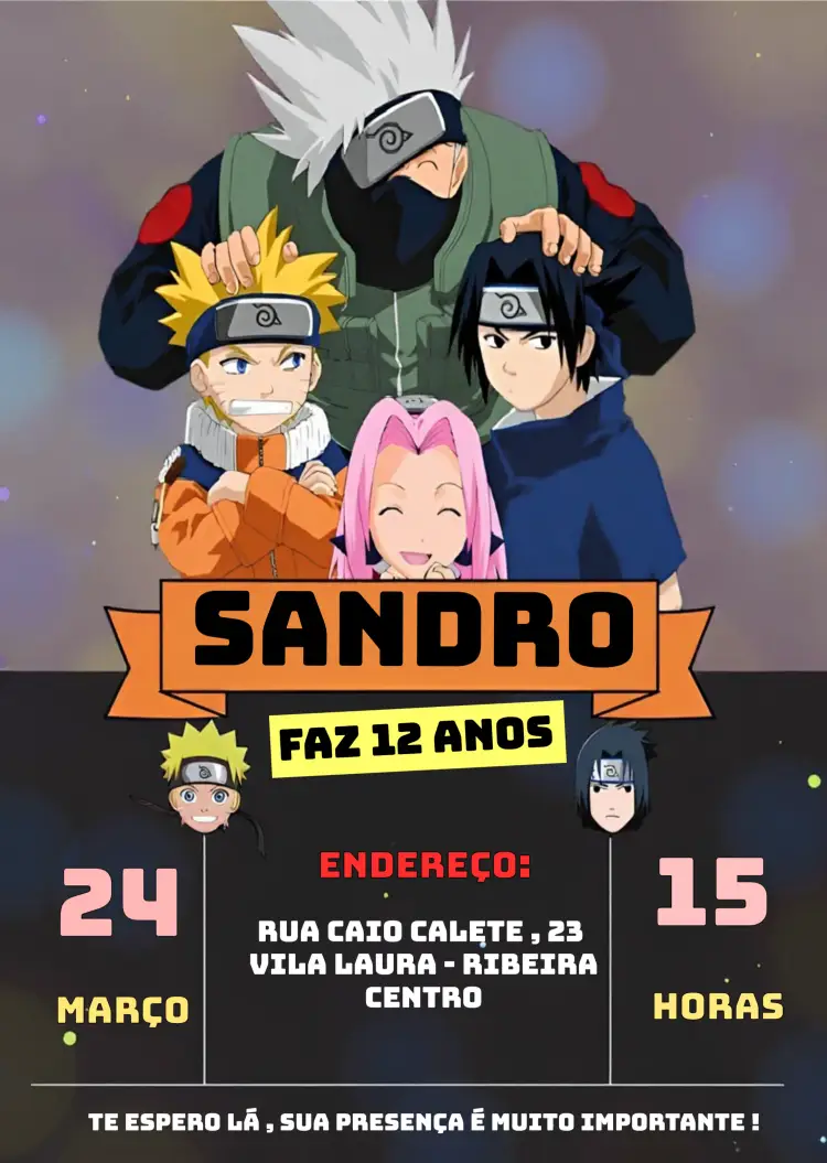 Convite Naruto Bday