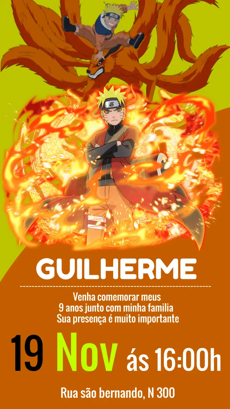 Convite Naruto Caudas